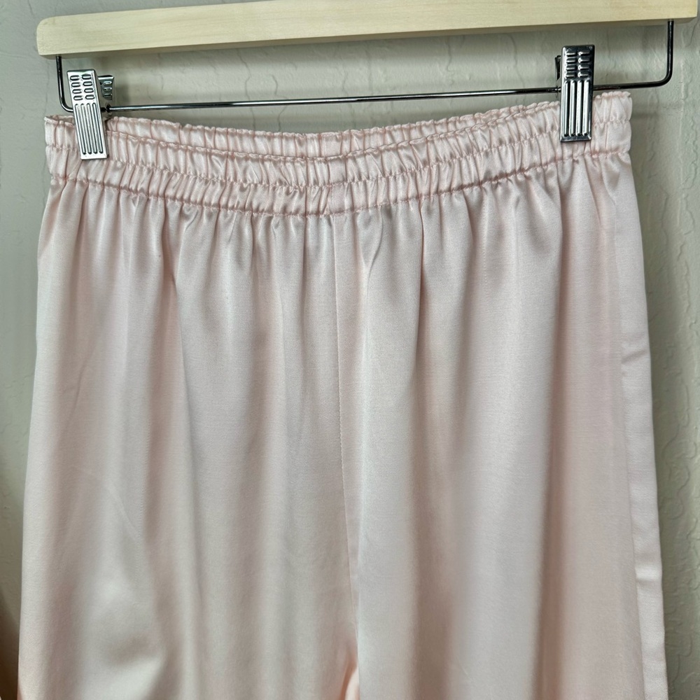 EVE STILLMAN Vintage Pink Satin Pajama Set Embroidered Floral PJs Size Medium - Picture 7 of 10
